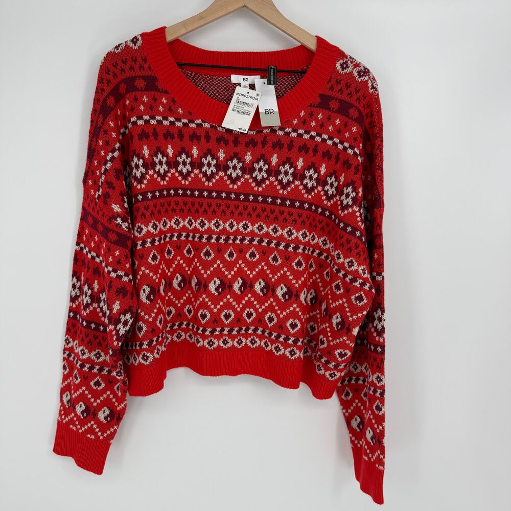 NWT BP. Nordstrom Red Fair Isle Nordic Knit Sweater | Size 3X